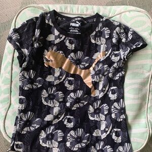 Puma Kids Black and Gold Floral Tee